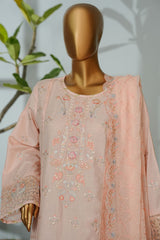 Bin Saeed Stitched 3 Piece Luxury Emb Lawn Suit-D-2709 PEACH