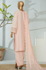 Bin Saeed Stitched 3 Piece Luxury Emb Lawn Suit-D-2709 PEACH