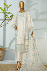 Bin Saeed Stitched 3 Piece Luxury Emb Lawn Suit-D-2710 WHITE