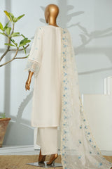 Bin Saeed Stitched 3 Piece Luxury Emb Lawn Suit-D-2710 WHITE