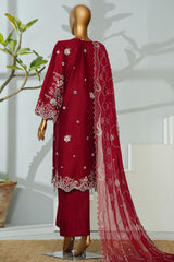 Bin Saeed Stitched 3 Piece Luxury Emb Lawn Suit-D-2713 RED