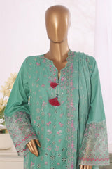 Bin Saeed Stitched 3 Piece Luxury Emb Lawn Suit-D-2714 GREEN