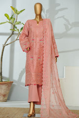 Bin Saeed Stitched 3 Piece Luxury Emb Lawn Suit- D-2757 PINK