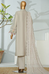 Bin Saeed Stitched 3 Piece Luxury Emb Lawn Suit- D-2758 GRAY