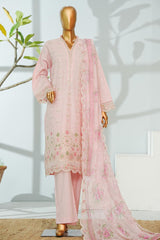 Bin Saeed Stitched 3 Piece Luxury Emb Lawn With Chiffon Dupatta- D-2761 PINK