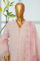 Bin Saeed Stitched 3 Piece Luxury Emb Lawn With Chiffon Dupatta- D-2761 PINK