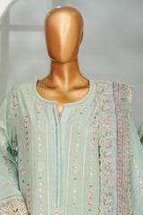 Bin Saeed Stitched 3 Piece Luxury Emb Lawn With Chiffon Dupatta- D-2763 FEROZI
