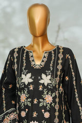 Bin Saeed Stitched 3 Piece Luxury Applique Kari Lawn Suit-D-2810-BLACK