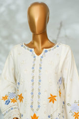 Bin Saeed Stitched 3 Piece Luxury Applique Kari Lawn Suit-D-2811-WHITE