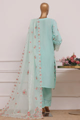 Bin Saeed Stitched 3 Piece Luxury Emb Lawn Vol-06 Suit-D-2844-Ferozi