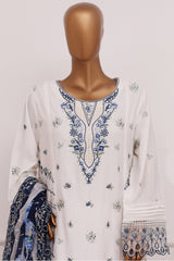Bin Saeed Stitched 3 Piece Luxury Emb Lawn Vol-06 Suit-D-2845-Off White