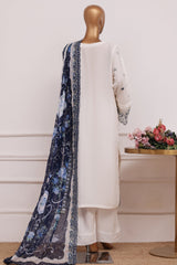 Bin Saeed Stitched 3 Piece Luxury Emb Lawn Vol-06 Suit-D-2845-Off White