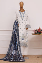 Bin Saeed Stitched 3 Piece Luxury Emb Lawn Vol-06 Suit-D-2845-Off White