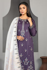 Efza By Tawakkal Unstitched 3 Piece Fancy Emb Lawn Suit-D-2974