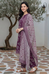Arshi By Tawakkal Stitched 3 Piece Printed Rotary Lawn Suit-D-2991-Purple