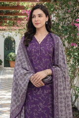 Arshi By Tawakkal Stitched 3 Piece Printed Rotary Lawn Suit-D-2993-Purple