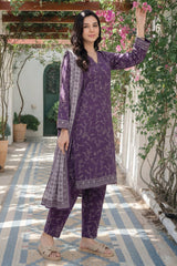 Arshi By Tawakkal Stitched 3 Piece Printed Rotary Lawn Suit-D-2993-Purple