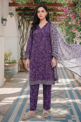 Arshi By Tawakkal Stitched 3 Piece Printed Rotary Lawn Suit-D-2993-Purple