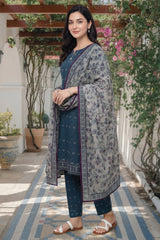 Arshi By Tawakkal Stitched 3 Piece Printed Rotary Lawn Suit-D-2994-Teal
