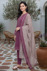 Arshi By Tawakkal Stitched 3 Piece Printed Rotary Lawn Suit-D-2995-Magenta