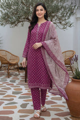 Arshi By Tawakkal Stitched 3 Piece Printed Rotary Lawn Suit-D-2995-Magenta