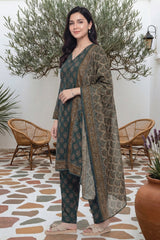 Arshi By Tawakkal Stitched 3 Piece Printed Rotary Lawn Suit-D-2996-Green