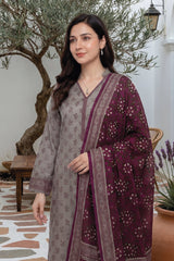 Arshi By Tawakkal Stitched 3 Piece Printed Rotary Lawn Suit-D-2997-Grey