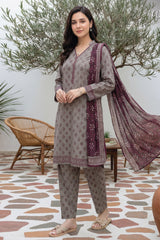 Arshi By Tawakkal Stitched 3 Piece Printed Rotary Lawn Suit-D-2997-Grey