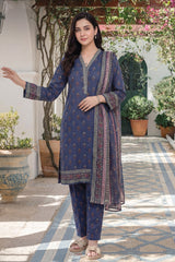 Arshi By Tawakkal Stitched 3 Piece Printed Rotary Lawn Suit-D-2998-Blue