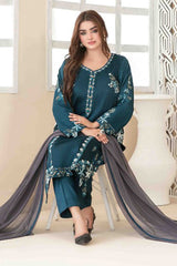 Araceli By Tawakkal Stitched 3 Piece Fancy Emb Belgian Viscose Suit-D-3711