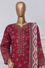 Malika by Sada Bahar Stitched 3 Piece Emb Festive Suit-D-4001-Maroon