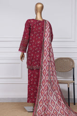 Malika by Sada Bahar Stitched 3 Piece Emb Festive Suit-D-4001-Maroon