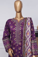 Malika by Sada Bahar Stitched 3 Piece Emb Festive Suit-D-4003-Purple
