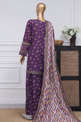 Malika by Sada Bahar Stitched 3 Piece Emb Festive Suit-D-4003-Purple