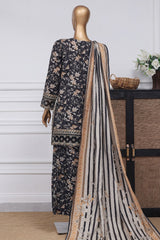 Malika by Sada Bahar Stitched 3 Piece Emb Festive Suit-D-4005-Black