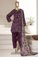 Malika By Sada Bahar Stitched 3 Piece Emb Lawn With Shalwar Suit-D-5076-PURPLE