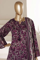 Malika By Sada Bahar Stitched 3 Piece Emb Lawn With Shalwar Suit-D-5076-PURPLE