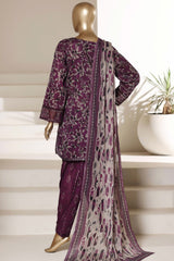 Malika By Sada Bahar Stitched 3 Piece Emb Lawn With Shalwar Suit-D-5076-PURPLE