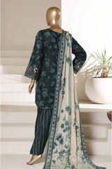 Malika By Sada Bahar Stitched 3 Piece Emb Lawn With Shalwar Suit-D-5088-B.GREEN