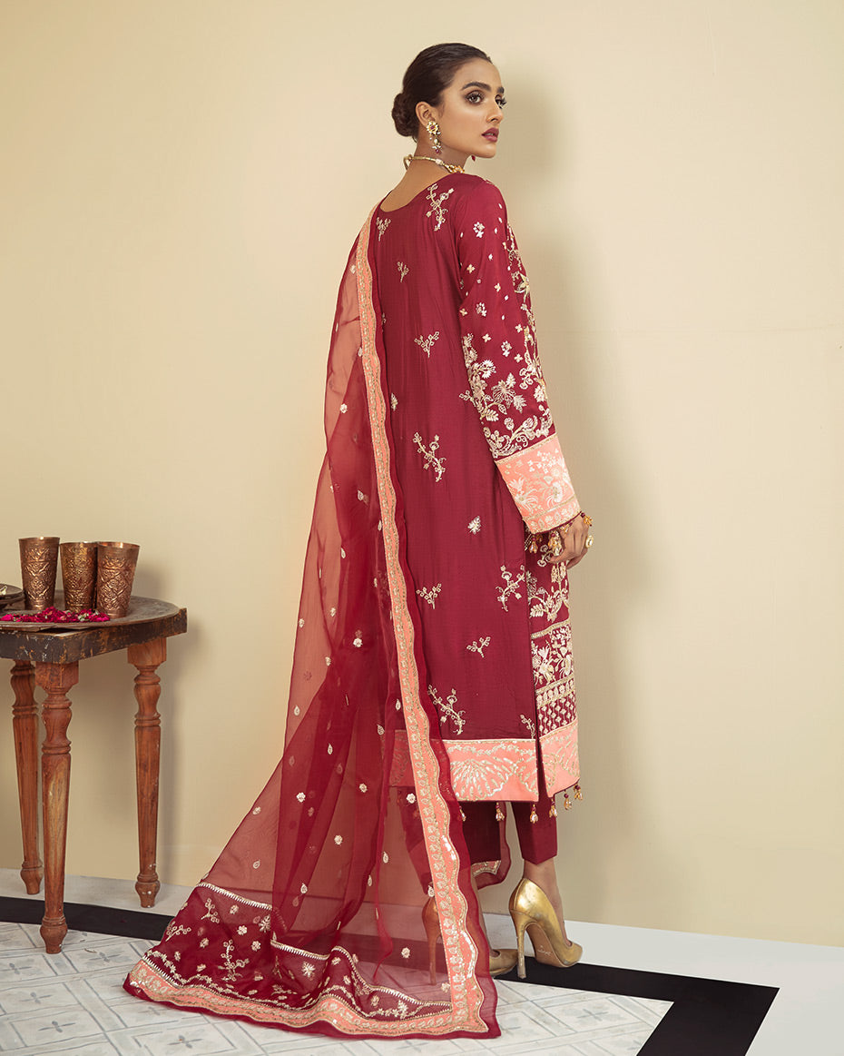 Gulaal Unstitched 3 Piece Luxury Formals Collection'2021-Zareen Embroidered Net 3-Piece Suit D-06