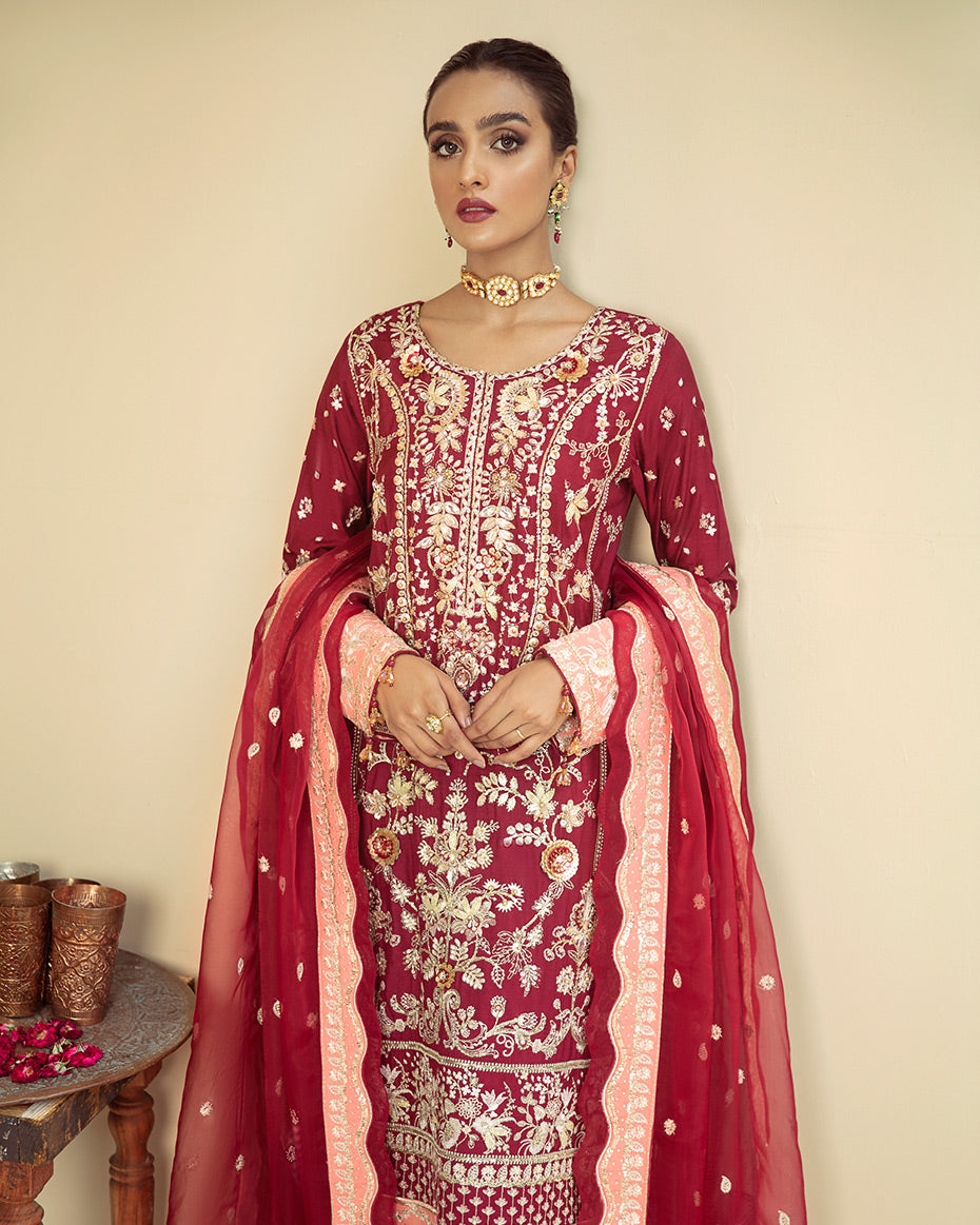 Gulaal Unstitched 3 Piece Luxury Formals Collection'2021-Zareen Embroidered Net 3-Piece Suit D-06