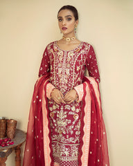 Gulaal Unstitched 3 Piece Luxury Formals Collection'2021-Zareen Embroidered Net 3-Piece Suit D-06