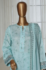 Malika By Sada Bahar Stitched 3 Piece Emb Festive Vol-02 Suit-D-61-Sky