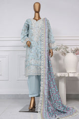 Signature By Sada Bahar Stitched 3 Piece Festive Emb Lawn Suit-D-6121-Sky