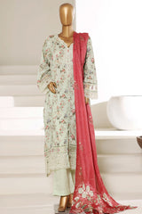 Sada Bahar Stitched 3 Piece Festive Emb Lawn With Fancy Dupatta Vol-01 Suit-D-642 GREEN
