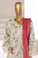 Sada Bahar Stitched 3 Piece Festive Emb Lawn With Fancy Dupatta Vol-01 Suit-D-642 GREEN