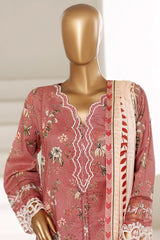 Sada Bahar Stitched 3 Piece Festive Emb Lawn With Fancy Dupatta Vol-01 Suit-D-643 BROWN