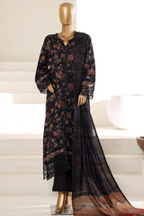 Sada Bahar Stitched 3 Piece Festive Emb Lawn With Fancy Dupatta Vol-01 Suit-D-644 BLACK