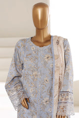 Sada Bahar Stitched 3 Piece Festive Emb Lawn With Fancy Dupatta Vol-01 Suit-D-646 SKY