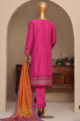 Sada Bahar Stitched 3 Piece Premium Emb & Printed Lawn Suit-D-648-Magenta